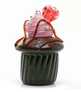 Glass Sculpture "Mint Chocolate Raspberry Cupcake" by Ben Silver