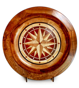Segmented Koa Platter "Compass" 20" by Mark and Karen Stebbins