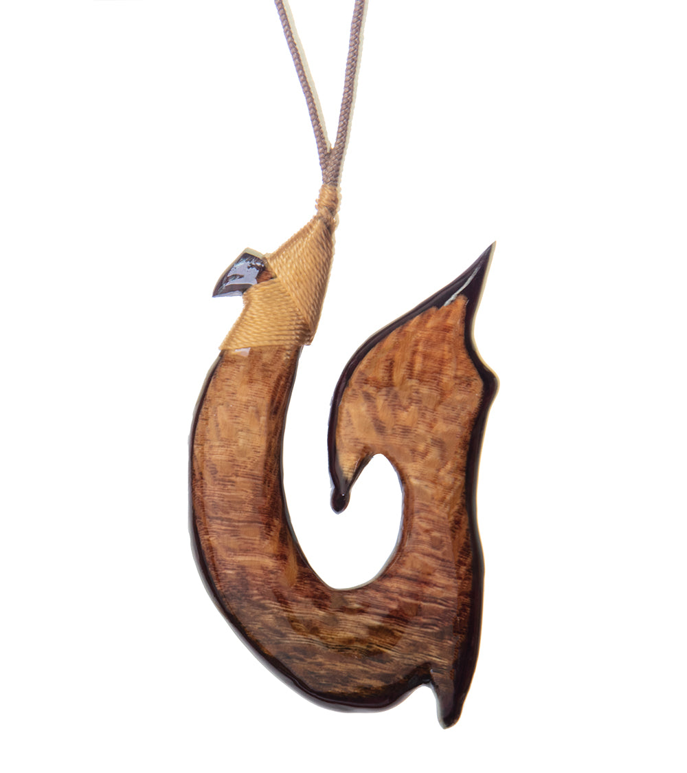 Lacewood and Purple Heart Hook Pendant