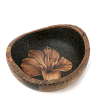 Pyrography Mango Bowl "Hibiscus 25237" by Dino Muradian