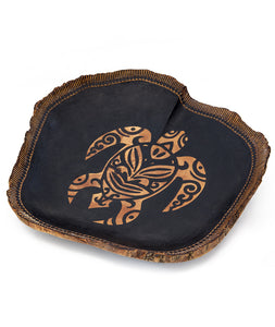 Pyrography Mango Platter "Tribal Honu 28819" by Dino Muradian