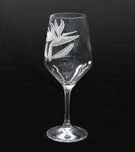 Sand-Etched Bird of Paradise Red Wine Glasses