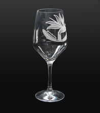 Sand-Etched Bird of Paradise Red Wine Glasses