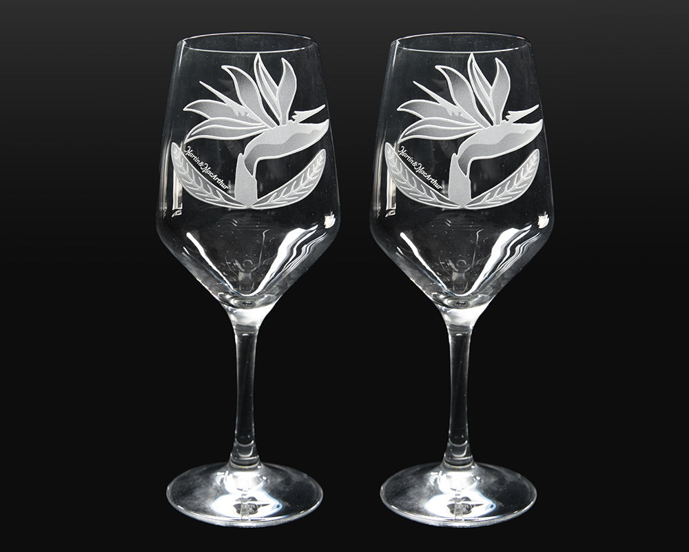 Sand-Etched Bird of Paradise Red Wine Glasses – Martin & MacArthur