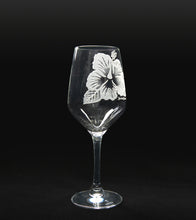 Sand-Etched Hibiscus White Wine. Set of 2
