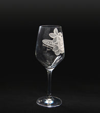 Sand-Etched Plumeria White Wine. Set of 2