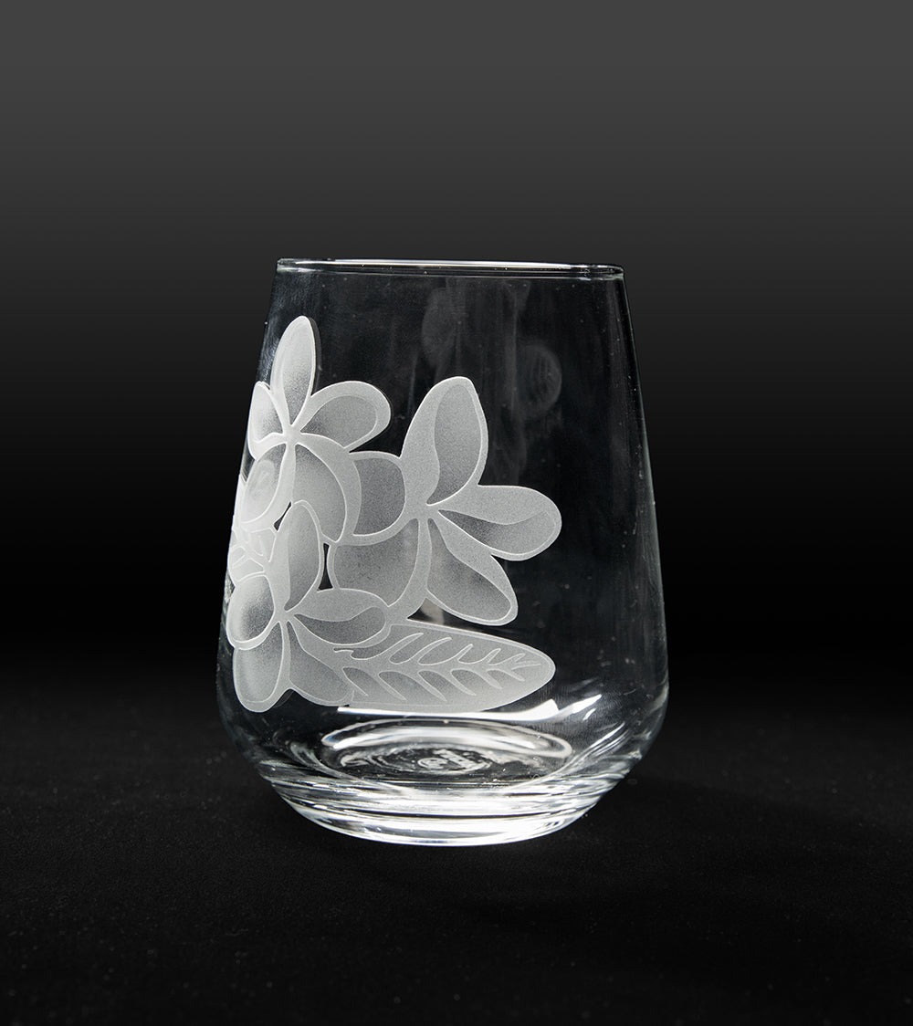 Jumper Floral Etched Stemless Wine Glass - Equus Now!