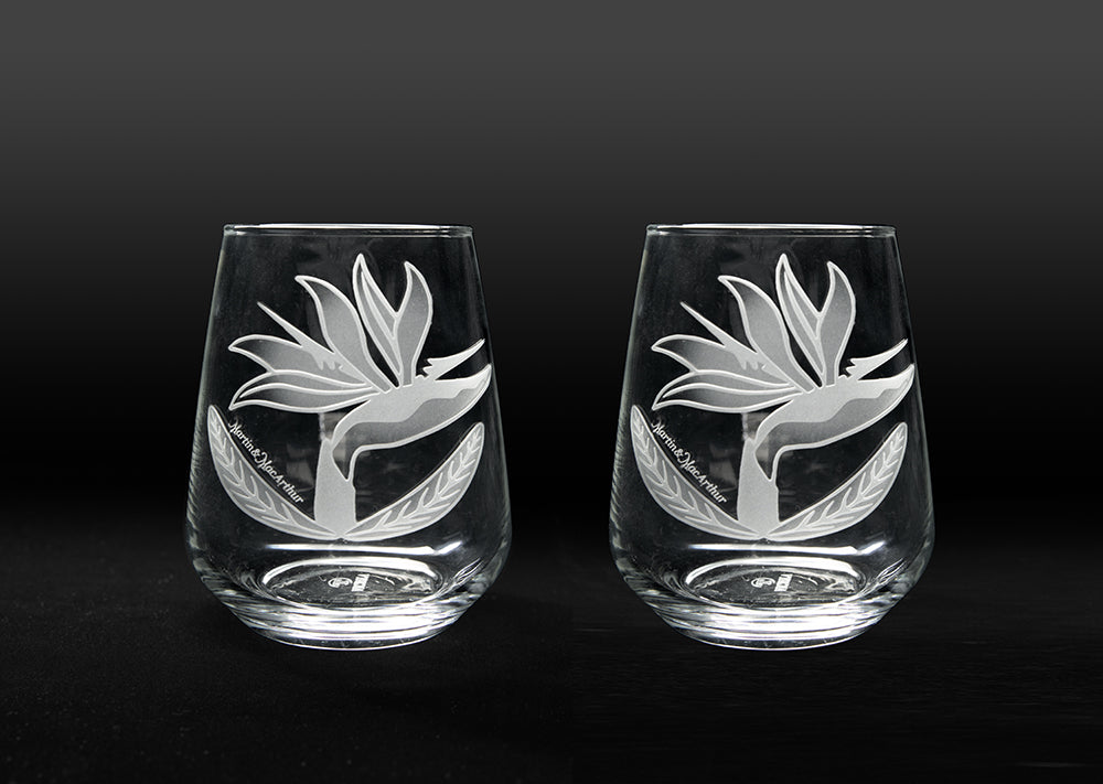 砂でエッチングした極楽鳥花（茎なし）。2個セット