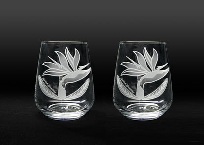 砂でエッチングした極楽鳥花（茎なし）。2個セット