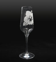 Sand-Etched Hibiscus Champagne. Set of 2