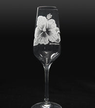 Sand-Etched Hibiscus Champagne. Set of 2