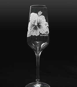 Sand-Etched Hibiscus Champagne. Set of 2
