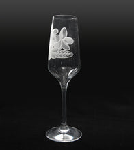 Sand-Etched Plumeria Champagne. Set of 2