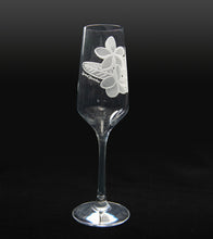 Sand-Etched Plumeria Champagne. Set of 2