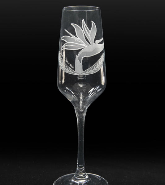 砂でエッチングされた極楽鳥のシャンパン。2個セット