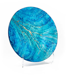 14" Aqua Platter by Marian Fieldson