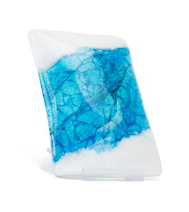 4" x 6" Lava Glass Aqu/Wht Tray Medium by Marian Fieldson