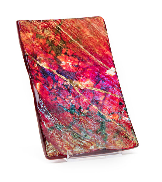 Bandeja mediana de vidrio de lava rojo de 4" x 6" 