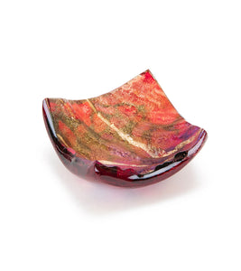 3" x 3" Lava Glass Red Tray by Marian Fieldson