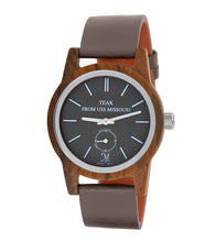 USSM Teak Watch with Brown Leather Band - 31702