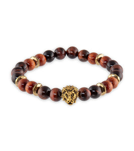 Red Tiger Eye, Koa, Gold Hematite Bracelet by Bergan