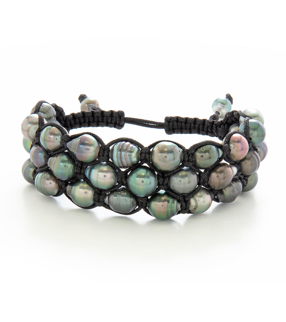 Woven Tahitian Pearl Bracelet 33 Pearls 36957C Martin MacArthur