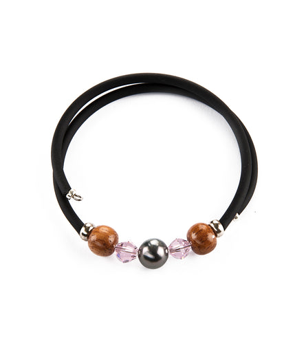 Tahitian Pearl Light Rose Black Adjustable Bracelet
