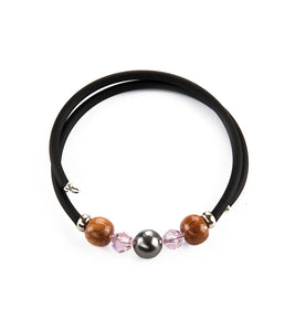 Tahitian Pearl Light Rose Black Adjustable Bracelet