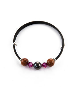 Tahitian Pearl Fuchsia Black Adjustable Bracelet