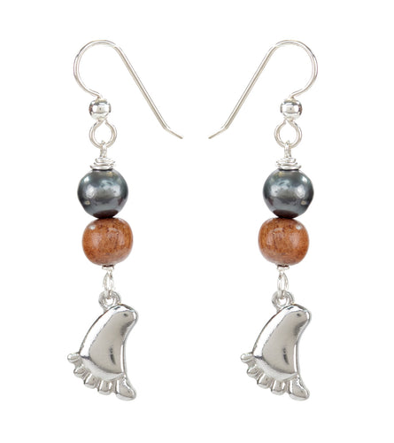 Tahitian Pearl Koa Feet Earrings