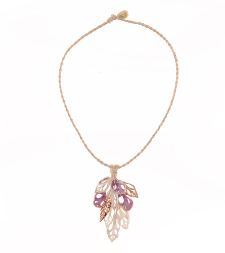 Grape, Niau, Sliced Shells Rose Gold Necklace - 53719
