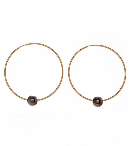 Pearl Gold Hoop Earrings 54318