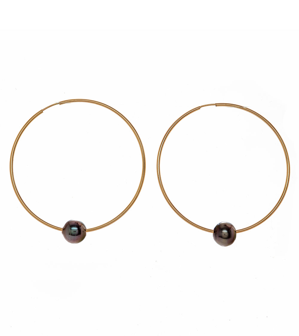 Pearl Gold Hoop Earrings 54318