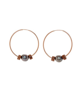 Hoop Pearl Koa Earrings 54322