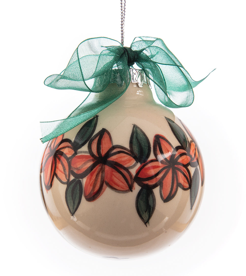 Hawaiian Ceramic Ornament - Red Plumeria