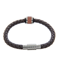 Mens Bracelet 21cm Brown Leather with Long Bubinga Link