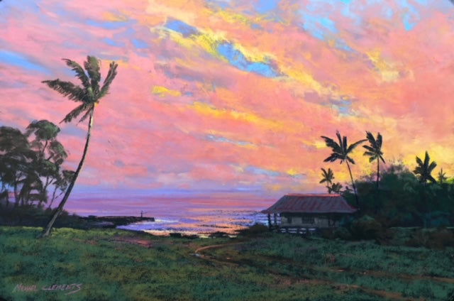 Pintura al pastel original "Hana Sunrise" de Michael Clements, 18 x 12