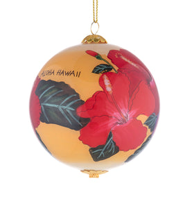 Glass Ornament - Radiant Hibiscus Hawaii