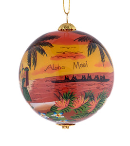 Glass Ornament - Sun Hula Hawaii