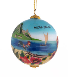 Glass Ornament - Scenic Old Hawaii