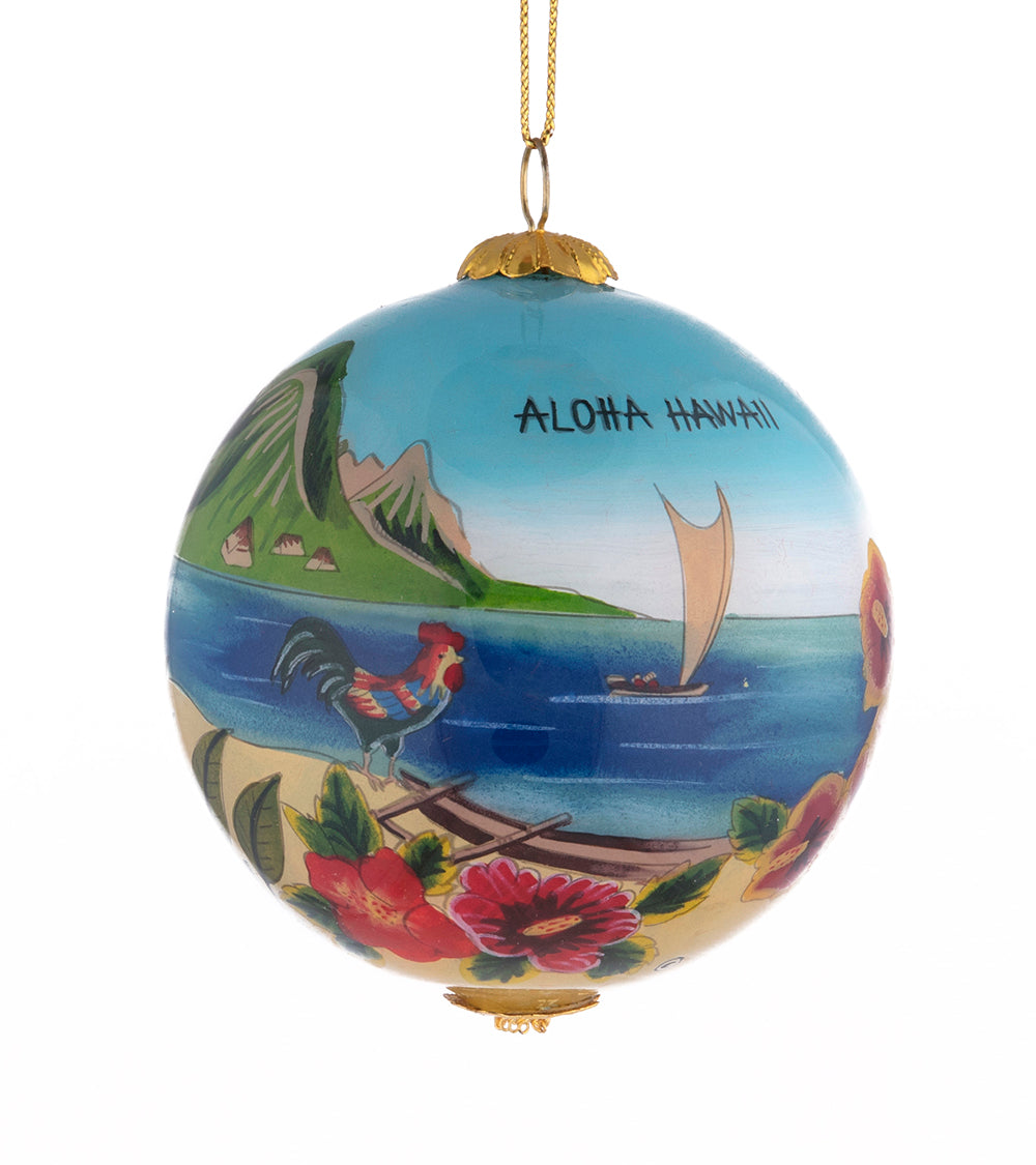 Glass Ornament - Scenic Old Hawaii