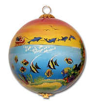 Glass Ornament - Santa's Dolphin Sled "Mele Kalikimaka"