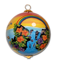 Glass Ornament - Santa's Dolphin Sled "Mele Kalikimaka"