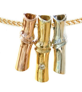 14K Gold "Golden Bamboo" Pendant with Diamond
