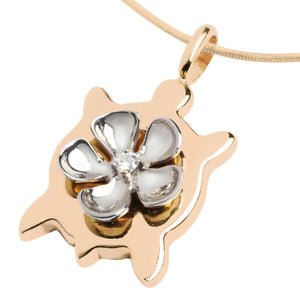 Plumeria Honu Pendant with Diamond