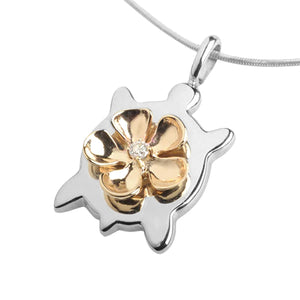 Plumeria Honu Pendant with Diamond