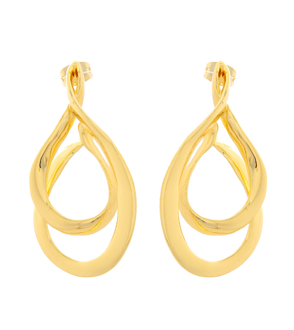 Double Teardrop Gold Earrings