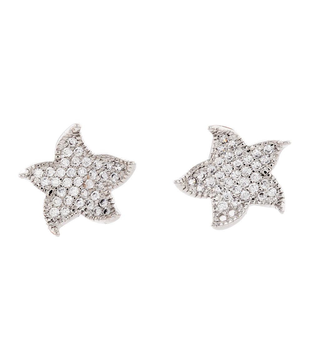 Pendientes de estrella de mar con pavé de circonitas cúbicas - MJHC50011