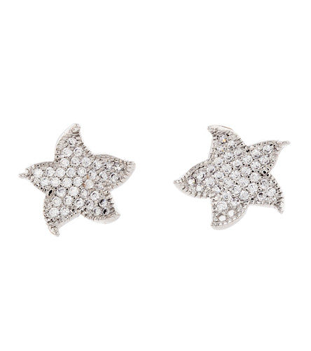 Starfish Earrings, Cubic Zirconia Pave