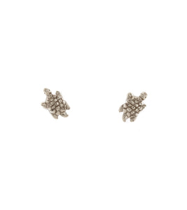 Rhodium plated Honu Earrings, Extra Small